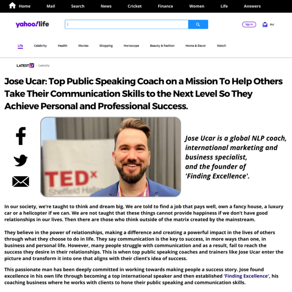Jose Ucar Top Public Speaking Coach on a Mission To Help Others Take Their Communication Skills to the Next Level So They Achieve Personal and Professional Success