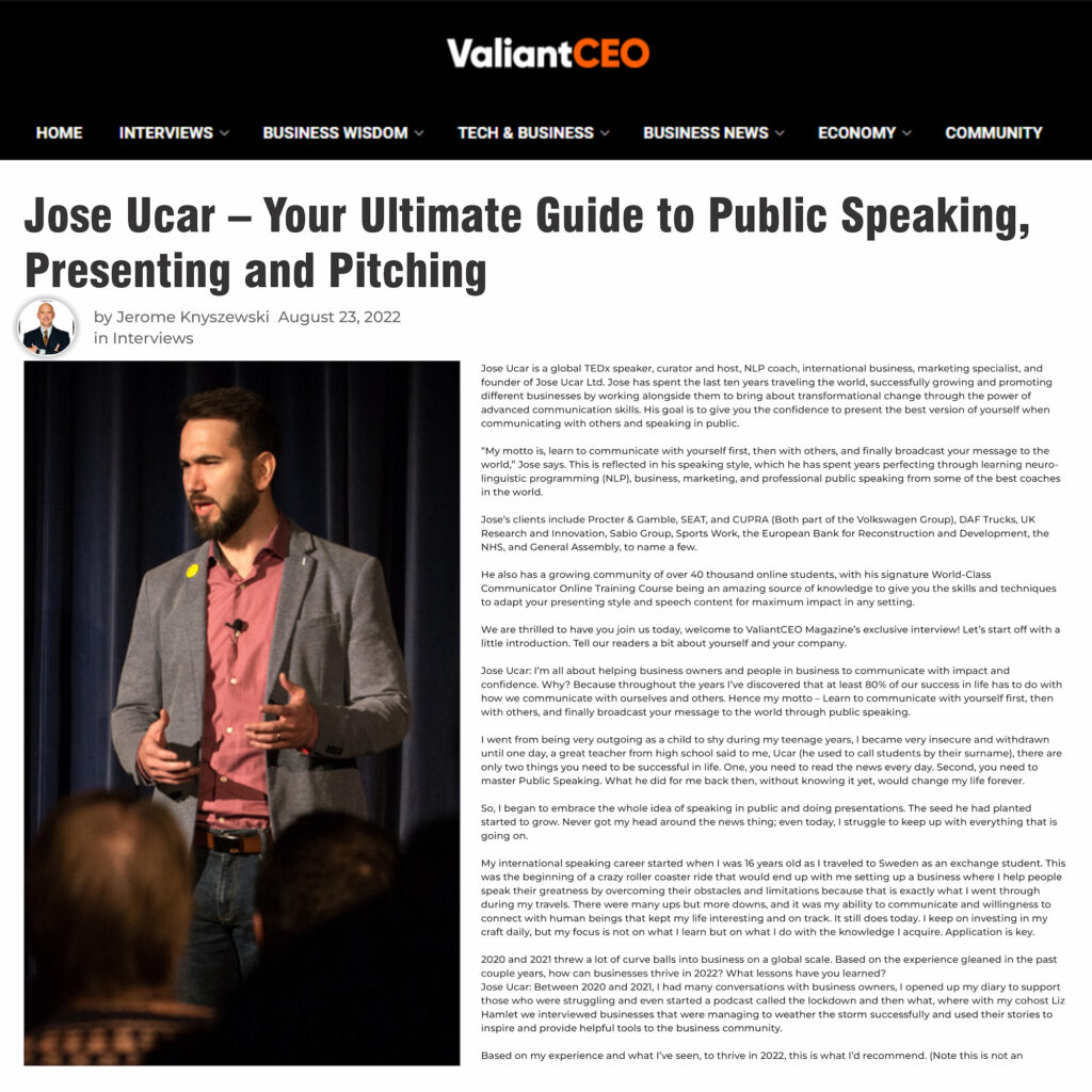 Jose Ucar – Your Ultimate Guide to Public Speaking Presenting and Pitching